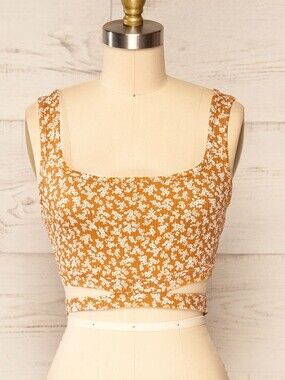 Floral Tank Top With Cut Outs